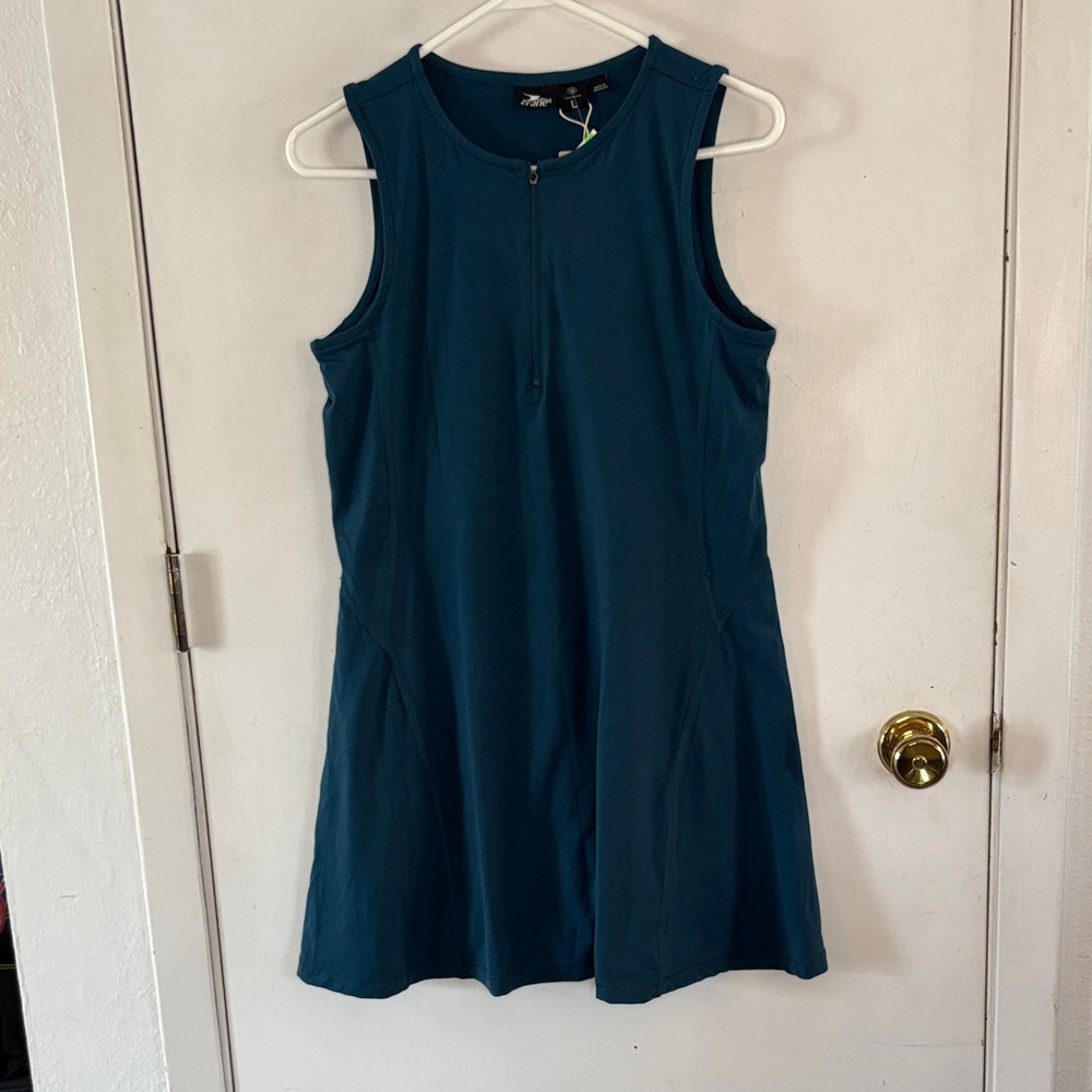 Crane teal sleeveless exercise dress attached shorts Size Large